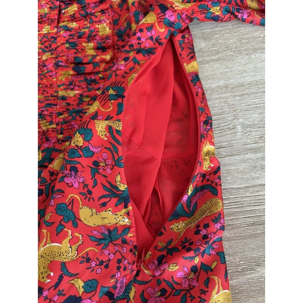 J. Crew Collection Ruffle Mini Dress 100% Silk Jungle Cat Floral Modified Sz 2